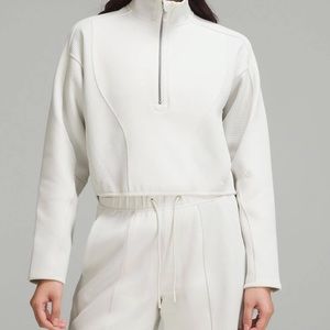 LULULEMON mixed fabric half zip pullover in bone size small